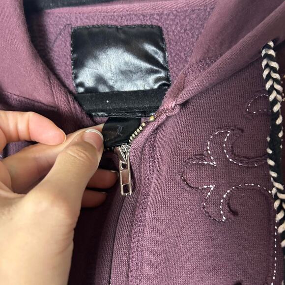 Affliction style purple angel wing studded zip up size large - Picture 3 of 5